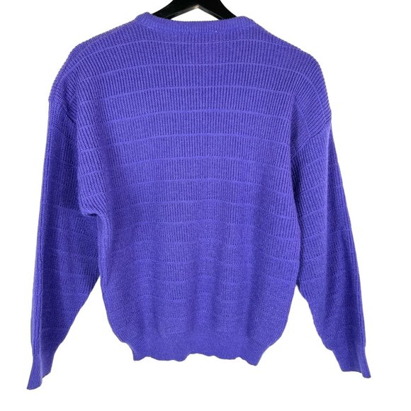 Vintage 80s Colmar Womens Oversized Wool Sweater in Purple Made in Italy Size 6 - Picture 6 of 7